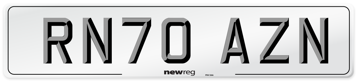 RN70 AZN Number Plate from New Reg
